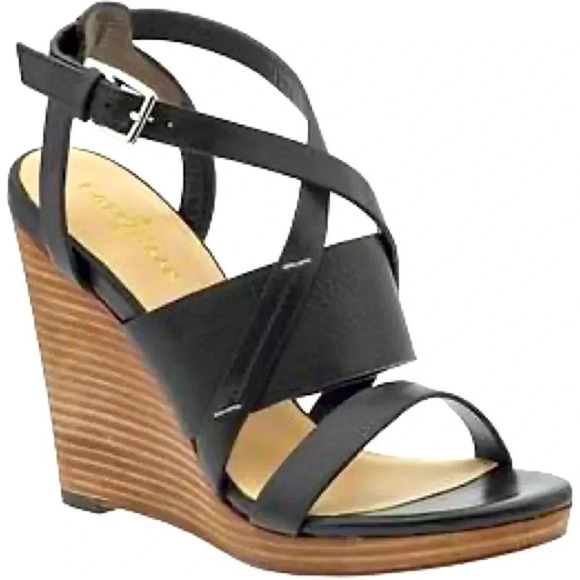 Cole Haan Nike Air Pelham Leather Wedge Sandals - Picture 1 of 8